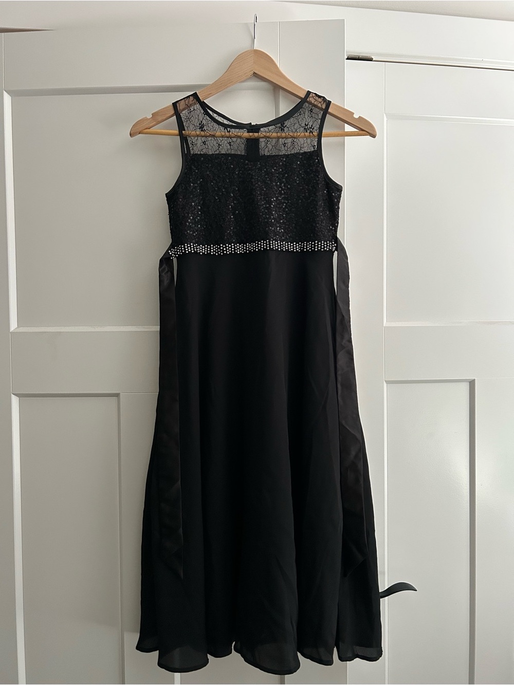 Girls' Black Sequin Bodice Party Dress